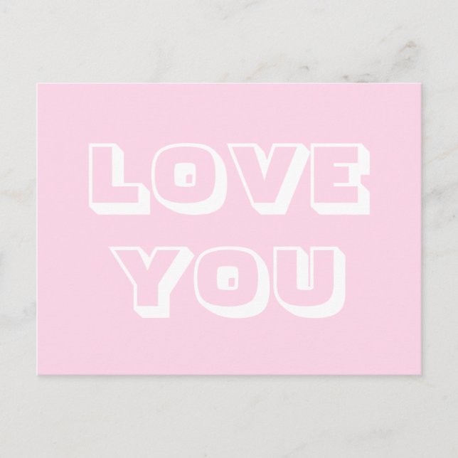 Liebe You, hellrosa, modern kühl Postkarte (Vorderseite)