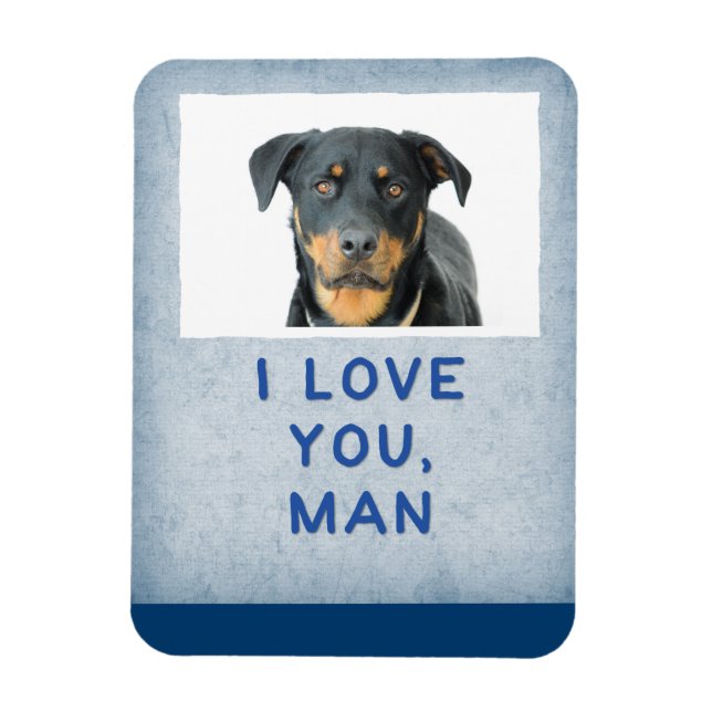 Liebe You Man, Light Blue Custom Dog Foto Magnet (Vertikal)