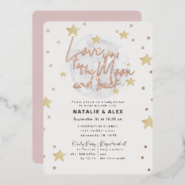 Liebe You Moon & Back Girl Baby Dusche Folieneinladung