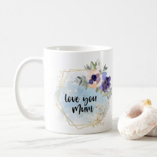 Liebe You Mum Watercolor Blumengeschenk Kaffeetasse