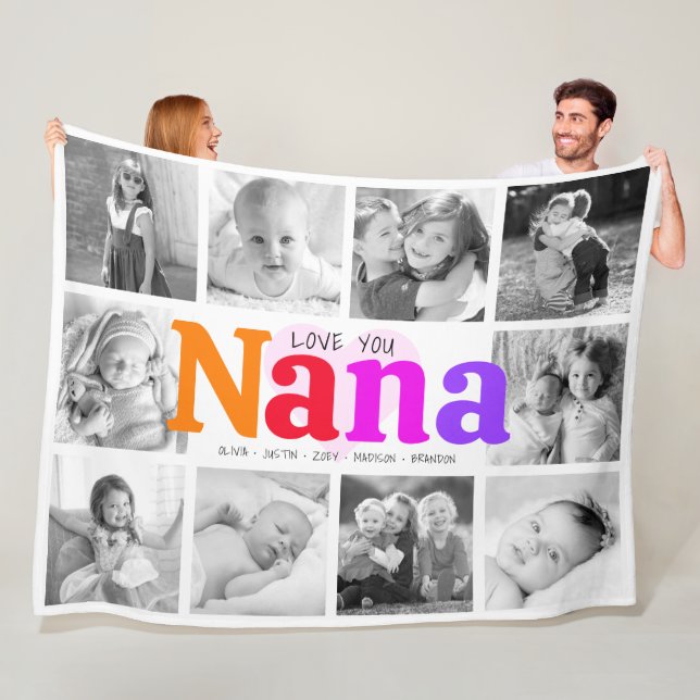 Liebe You Nana 10 Foto Collage Farbenfroh Moderne Fleecedecke (Beispiel)