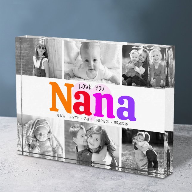 Liebe You Nana Colorful Rainbow Moderne Collage 6 Fotoblock (Von Creator hochgeladen)