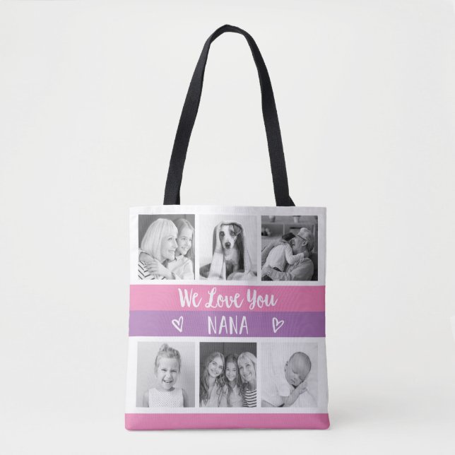 Liebe You Nana| rosa Foto-Gitter des Farbblocks Tasche (Vorderseite)