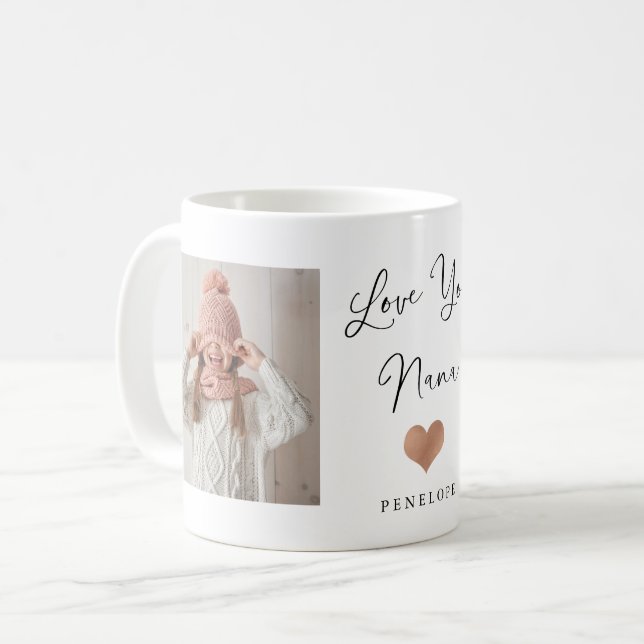 Liebe You Nana | Zwei Foto Script und Herz Kaffeetasse (Vorderseite Links)