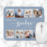 Liebe You Oma 8 Foto Collage Dusty Blue Mousepad<br><div class="desc">Gib Oma ein Geschenk, das sie schätzen wird. Dieses Foto zeigt acht ihrer liebsten quadratischen Fotos der Enkel, zusammen mit der Meldung "Liebe Du Oma". Das Wort "Oma" erscheint in elegantem handgeschriebenem handgeschriebenem Holzkohle-Grauton mit Schnörkeln am Anfang und enden auf einem staubblauen Hintergrund. Fügen Sie die Namen von bis zu...</div>