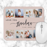 Liebe You Oma 8 FotoCollage Rosa Rosa Mousepad<br><div class="desc">Gib Oma ein Geschenk, das sie schätzen wird. Dieses Foto zeigt acht ihrer liebsten quadratischen Fotos der Enkel, zusammen mit der Meldung "Liebe Du Oma". Das Wort "Oma" erscheint in elegantem handgeschriebenem handgeschriebenem Holzkohlefaser mit Schnörkeln am Anfang und enden auf einem rot-rosa Hintergrund. Fügen Sie die Namen von bis zu...</div>