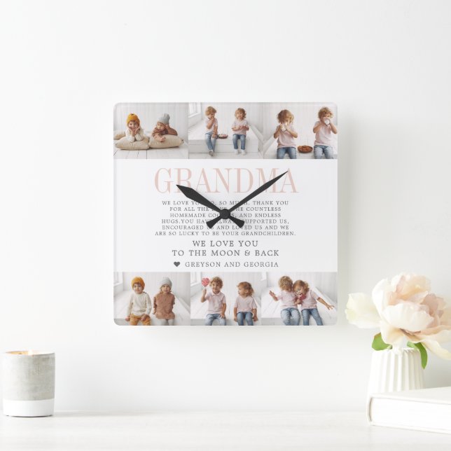 Liebe You Oma | Benutzerdefinierte Nachrichtendate Quadratische Wanduhr (Zuhause)
