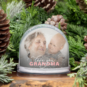 Liebe You Oma Moderne Elegante Script 2 Foto Schneekugeln