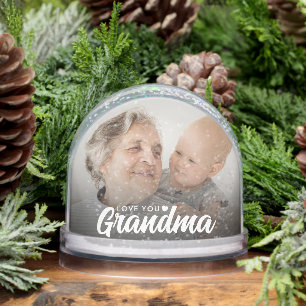Liebe You Oma Moderne Elegante Script 2 Foto Schneekugeln