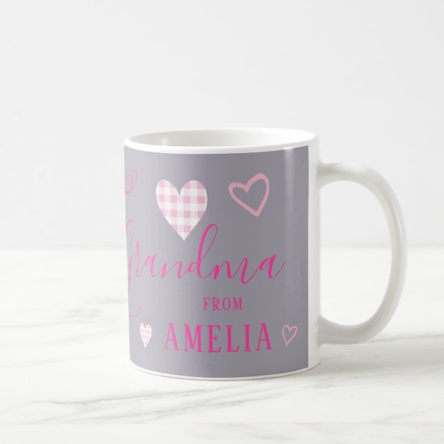 Liebe You Oma Pink Buffalo Karo Herz Kaffeetasse (Rechts)