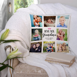 Liebe You Oma Typografy Foto Collage Kissen