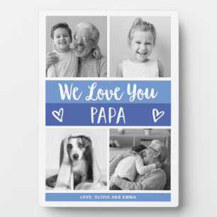 Liebe You Papa   Blau-Foto-Blockgitter Fotoplatte