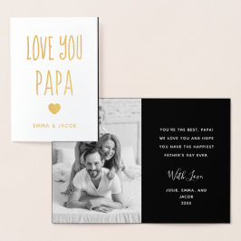 Liebe You Papa | Ihr Foto und modernes Herz Folienkarte