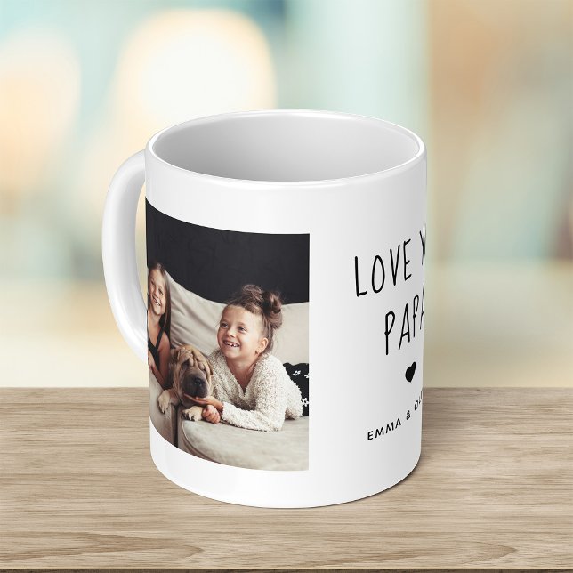 Liebe You Papa | Zwei handgeschriebene Fotos Kaffeetasse (Von Creator hochgeladen)