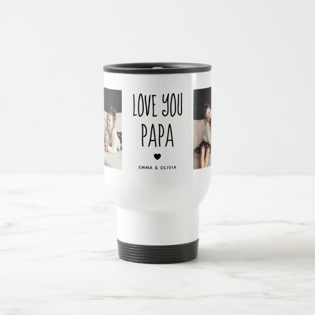 Liebe You Papa | Zwei handgeschriebene Fotos Reisebecher (Mittel)