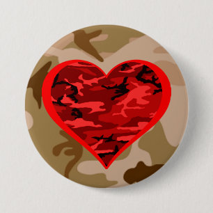 Liebe You Red Camouflage Heart Military Valentine Button