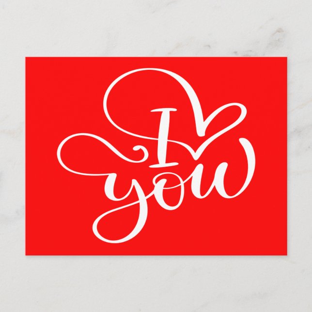 Liebe You Red White Heart Wedding Verlobung Postkarte (Vorderseite)