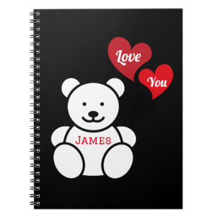 Liebe You Teddy Bären and Hearts, Personalisiert Notizblock