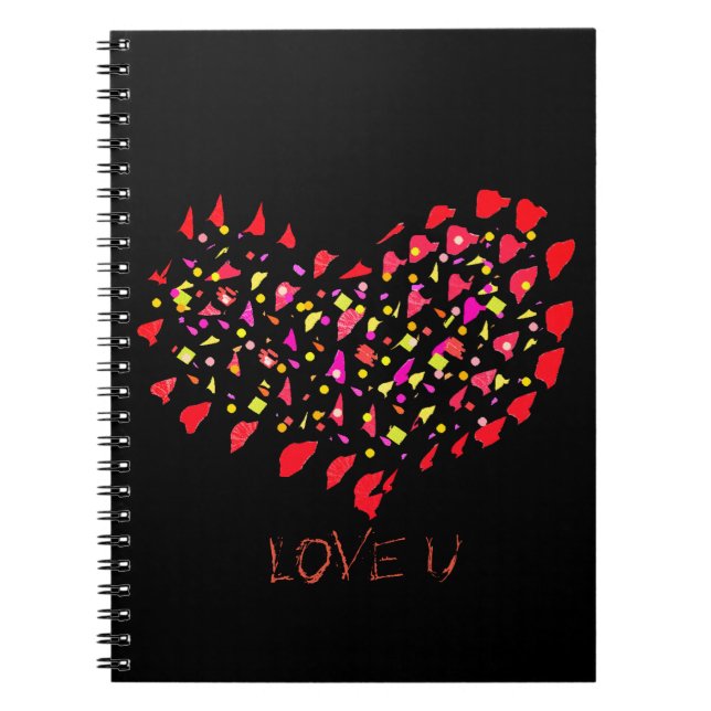 Liebe You U Big Red Heart Notebook Notizblock (Vorderseite)