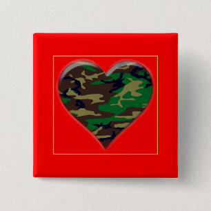 Liebe You Woodland Camouflage Herzstück Valentine Button