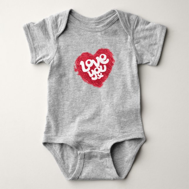 Liebe you x heart red baby Strampler / top (Vorderseite)