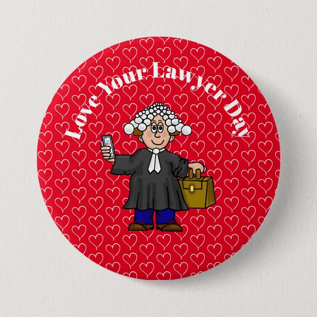 Liebe Your Lawyer Day British Barrister Button (Vorderseite)