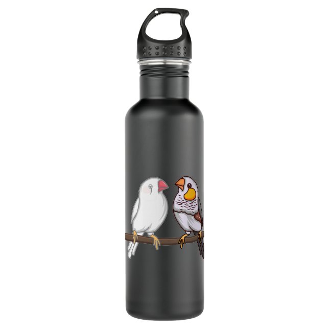 LIEBE Zebra Finca Edelstahlflasche (Vorderseite)