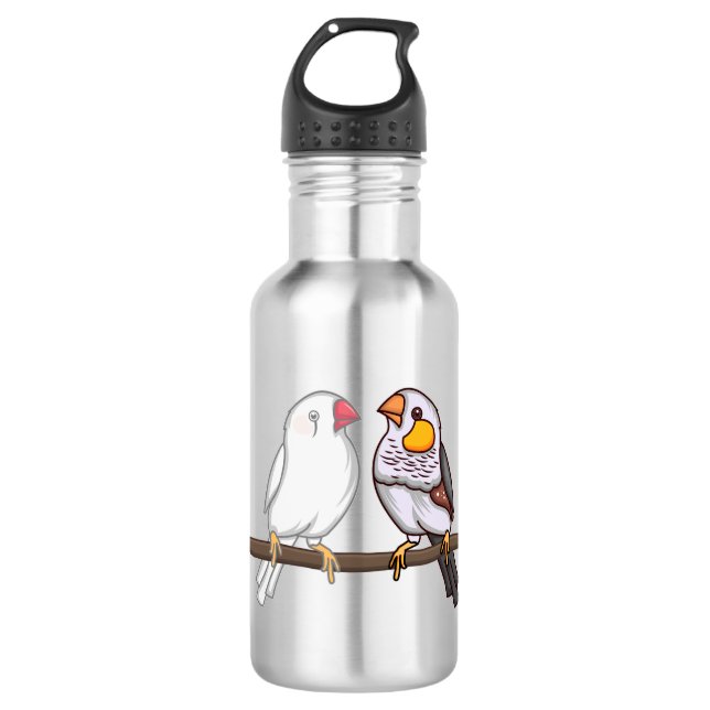 LIEBE Zebra Finca Edelstahlflasche (Vorderseite)