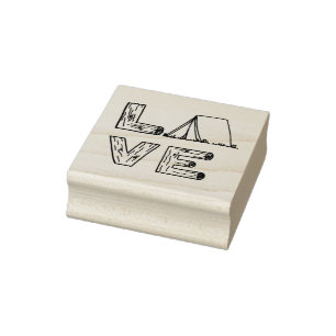 Liebe Zelt Camping Holzhandschrift Gummistempel