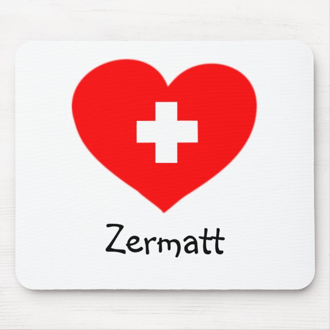 Liebe Zermatt - Schweizer Herzmuskel Mousepad (Vorne)