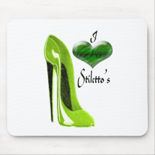 Liebe-Zesty Limoner grüner Stilett-Schuh und Herz Mousepad