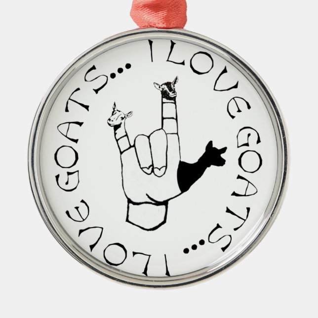 LIEBE-ZIEGEN ASL-ZEICHEN-I! ORNAMENT AUS METALL (Vorne)
