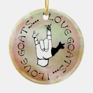 LIEBE-ZIEGEN-WEIHNACHTSverzierung ASL-ZEICHEN-I Keramikornament