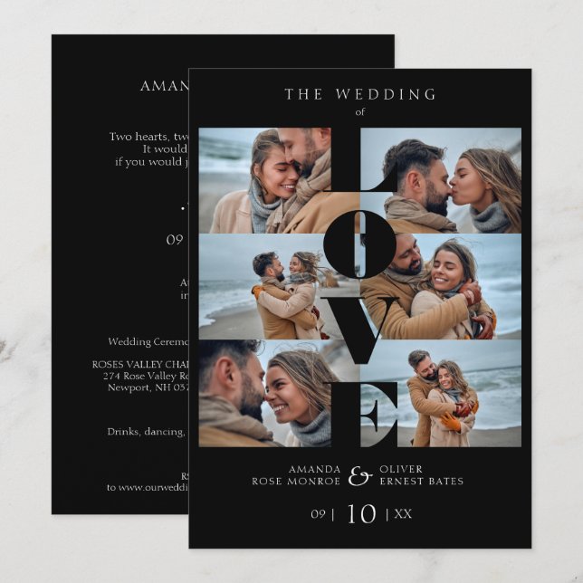 Liebe Zitat Black Trendy Collage Hochzeit 6 Fotos (Vorne/Hinten)