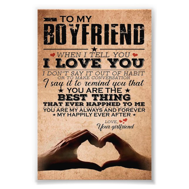 Liebe Zitat für Boyfriend, Ehemänner Liebe Geburts Fotodruck (Vorne)
