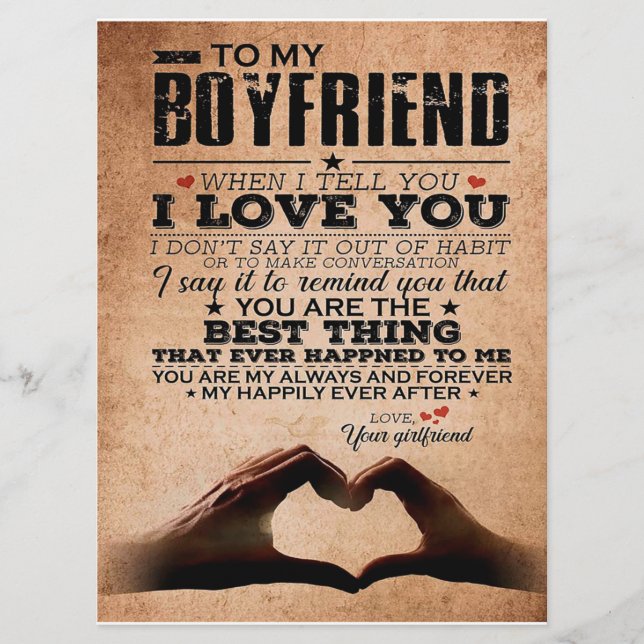 Liebe Zitat für Boyfriend, Ehemänner Liebe Geburts Menükarte (Vorderseite)