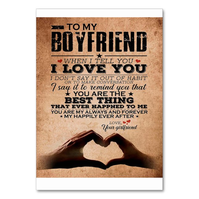 Liebe Zitat für Boyfriend, Ehemänner Liebe Geburts Tischnummer (Vorderseite)