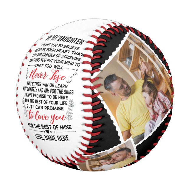 Liebe-Zitat meiner Tochter mit benutzerdefinierten Baseball (Schrägansicht)