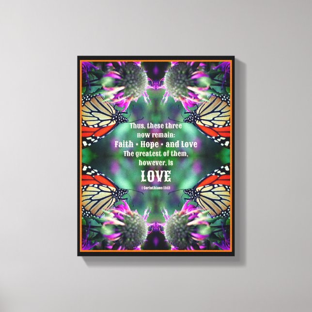 Liebe Zitat Monarch Butterfly Inspiration Leinwanddruck (Vorderseite)