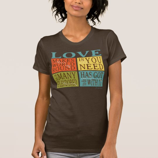 Liebe-Zitate in der Block-Muster-Druck-Herbst-Erde T-Shirt