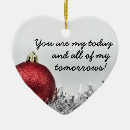 Liebe zitieren rote glitzernde Weihnachtsball roma Keramik Ornament