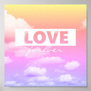 Liebe zitieren Typografie Poster rosa Wolken