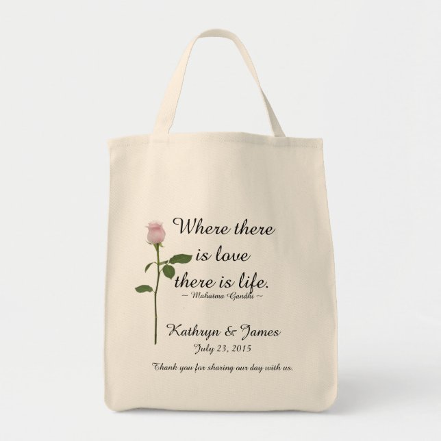 Liebe zitiert rosa Rose w, Wedding willkommene Tragetasche (Vorne)