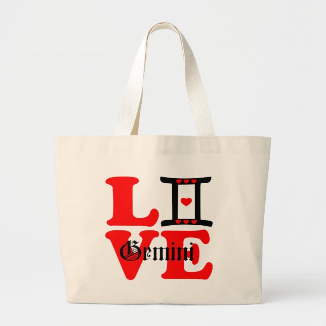 ♊ Liebe Zodiac Sign Chic Jumbo Tasche (Vorne)