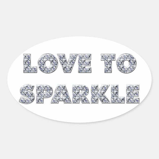 Liebe zu sparkle ovaler aufkleber (Vorderseite)