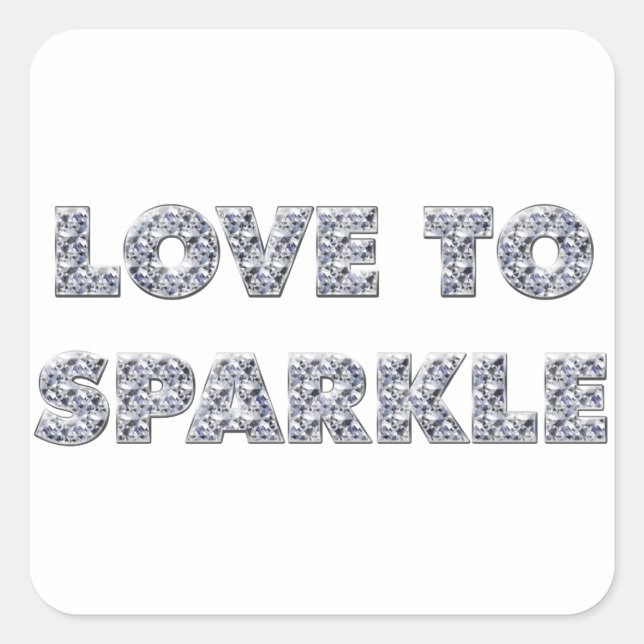 Liebe zu sparkle quadratischer aufkleber (Vorderseite)