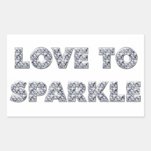Liebe zu sparkle rechteckiger aufkleber