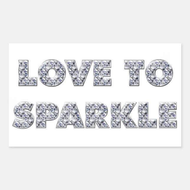Liebe zu sparkle rechteckiger aufkleber (Vorderseite)