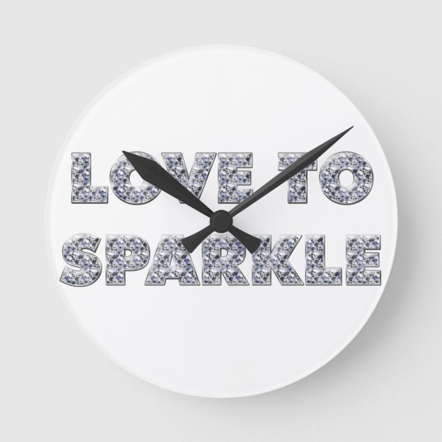 Liebe zu sparkle runde wanduhr (Vorderseite)