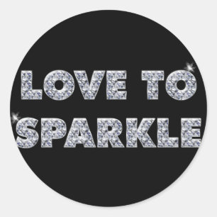 Liebe zu sparkle runder aufkleber